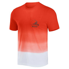 Fanatics Cleveland Browns NFL x Darius Rucker Collection Dip Dye Pocket T-Shirt Orange/White