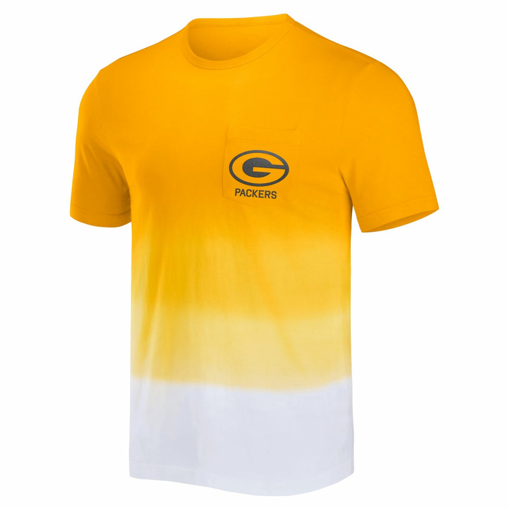 Fanatics Green Bay Packers NFL x Darius Rucker Collection Dip Dye Pocket T-Shirt Gold/White