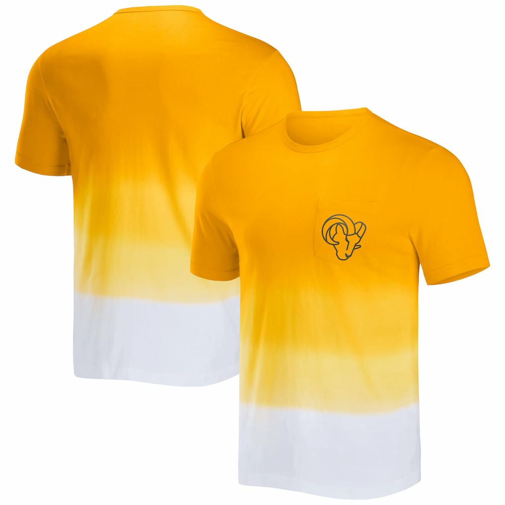 Fanatics Los Angeles Rams NFL x Darius Rucker Collection Dip Dye Pocket T-Shirt Gold/White