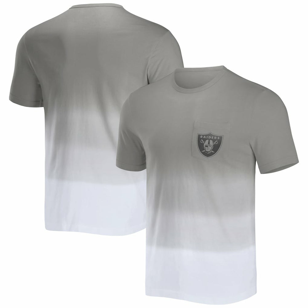 Fanatics Las Vegas Raiders NFL x Darius Rucker Collection Dip Dye Pocket T-Shirt Silver/White