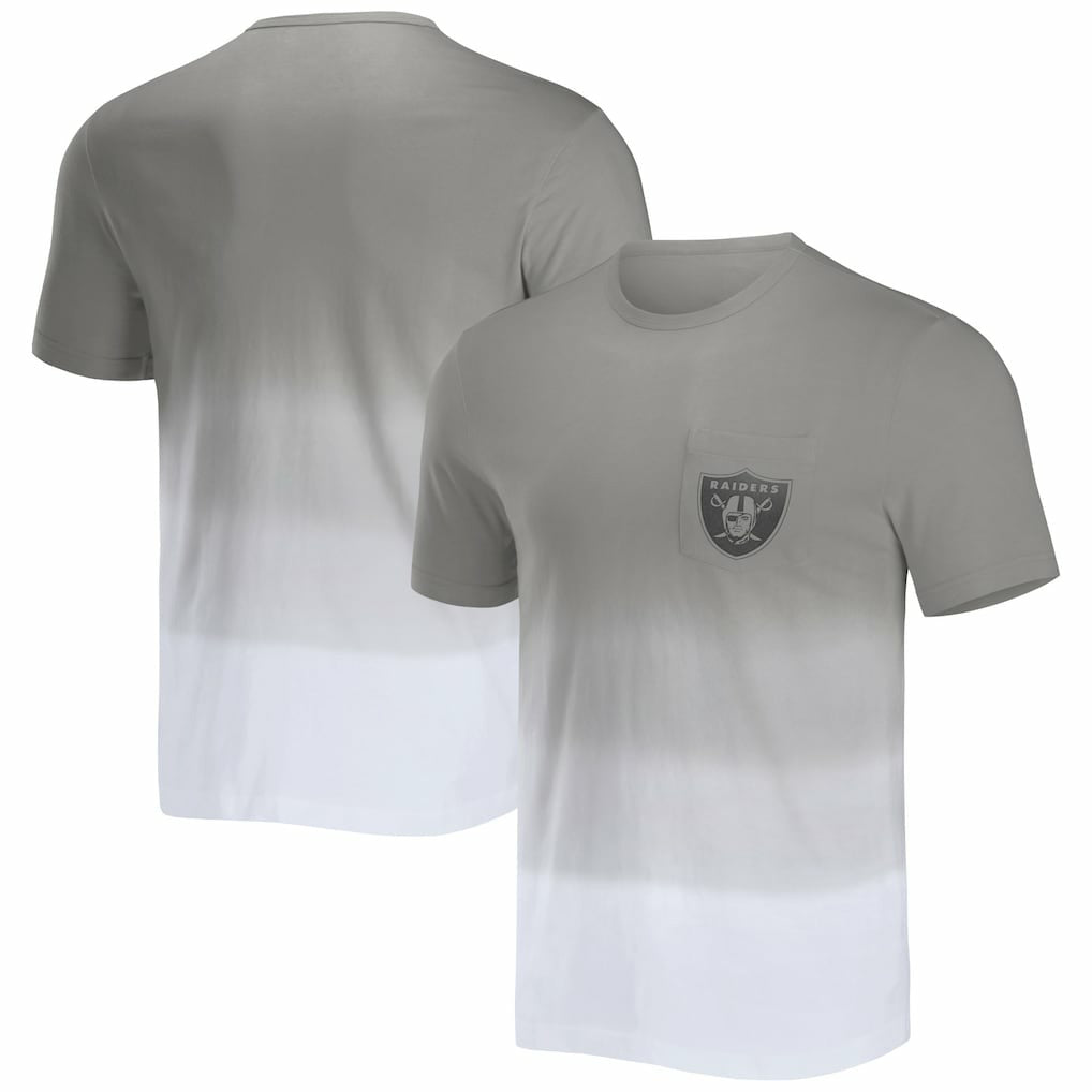 Fanatics Las Vegas Raiders NFL x Darius Rucker Collection Dip Dye Pocket T-Shirt Silver/White