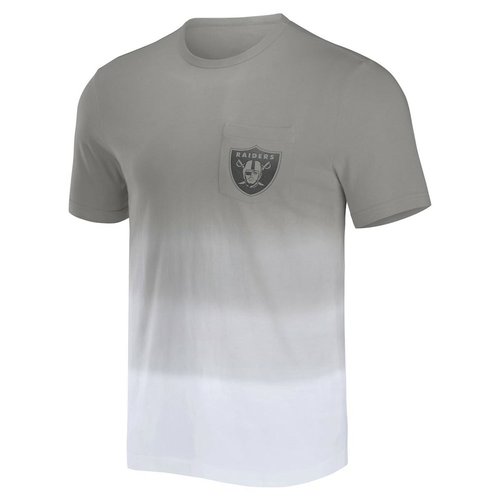 Fanatics Las Vegas Raiders NFL x Darius Rucker Collection Dip Dye Pocket T-Shirt Silver/White