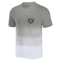 Fanatics Las Vegas Raiders NFL x Darius Rucker Collection Dip Dye Pocket T-Shirt Silver/White