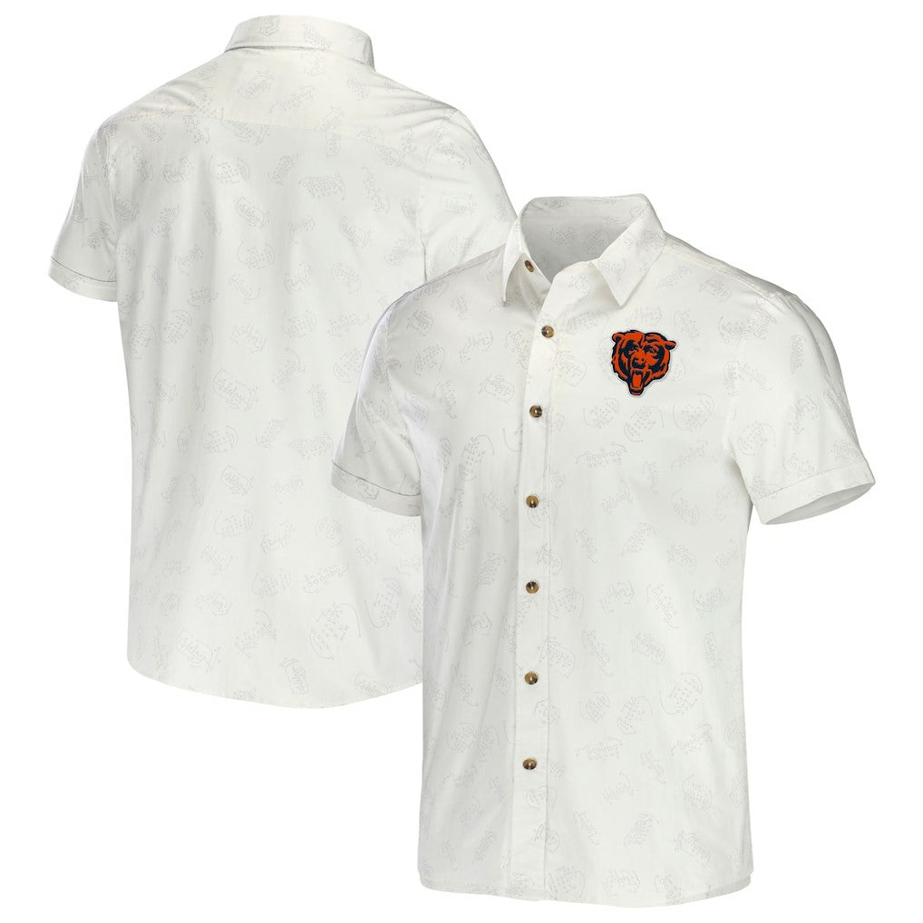 Fanatics Chicago Bears NFL x Darius Rucker Collection Woven Button-Up T-Shirt White