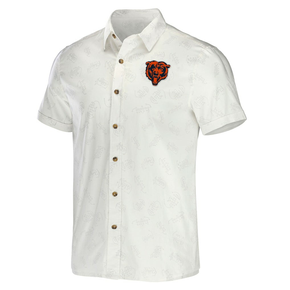 Fanatics Chicago Bears NFL x Darius Rucker Collection Woven Button-Up T-Shirt White