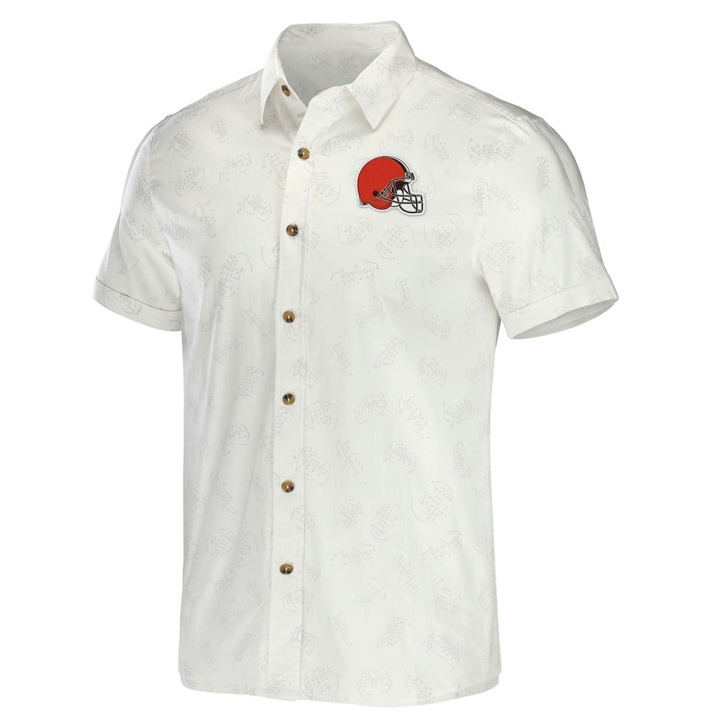 Fanatics Cleveland Browns NFL x Darius Rucker Collection Woven Button-Up T-Shirt White