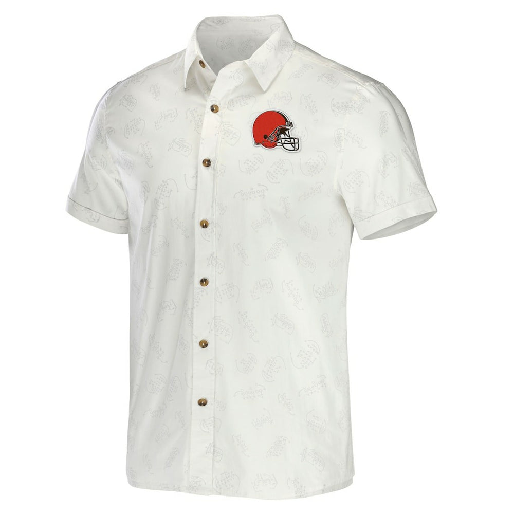 Fanatics Cleveland Browns NFL x Darius Rucker Collection Woven Button-Up T-Shirt White
