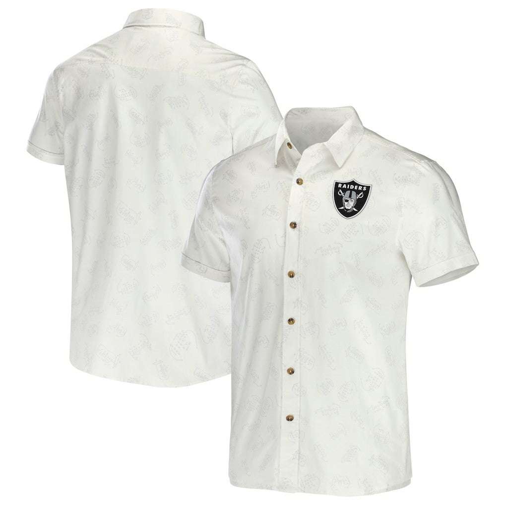Fanatics Las Vegas Raiders NFL x Darius Rucker Collection Woven Button-Up T-Shirt White