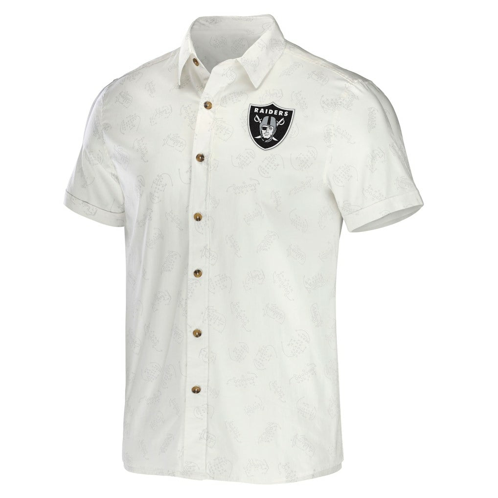 Fanatics Las Vegas Raiders NFL x Darius Rucker Collection Woven Button-Up T-Shirt White
