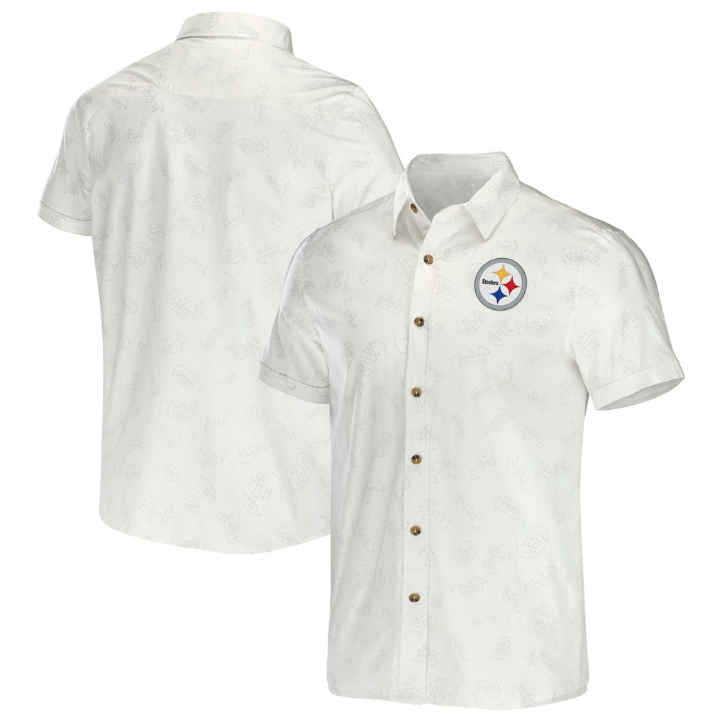 Fanatics Pittsburgh Steelers NFL x Darius Rucker Collection Woven Button-Up T-Shirt White