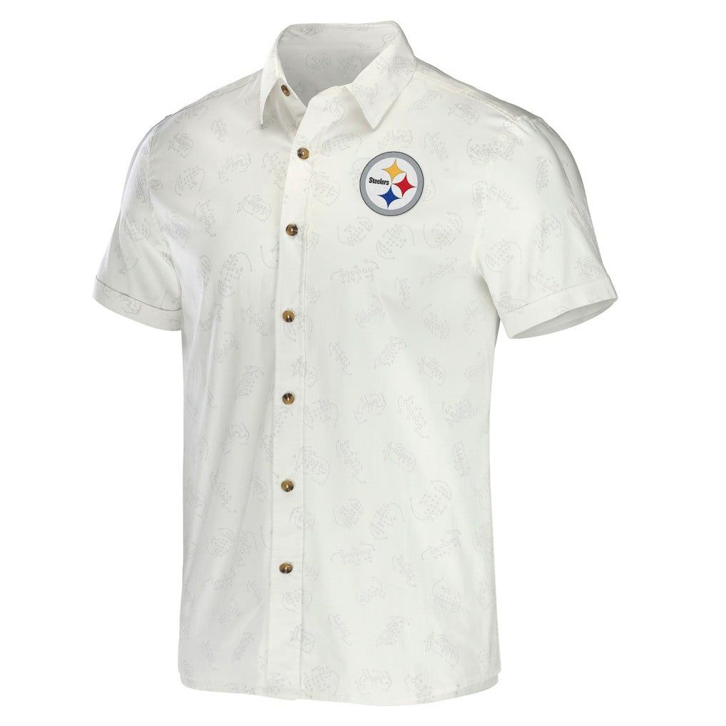 Fanatics Pittsburgh Steelers NFL x Darius Rucker Collection Woven Button-Up T-Shirt White