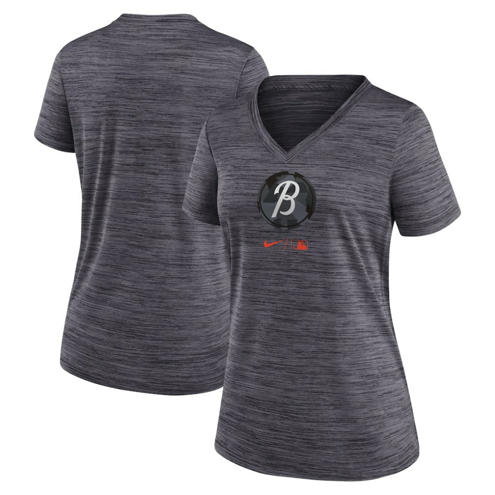 Baltimore Orioles Nike Women's City Connect Velocity Practice Performance V-Neck T-Shirt - Black - Nike Discount