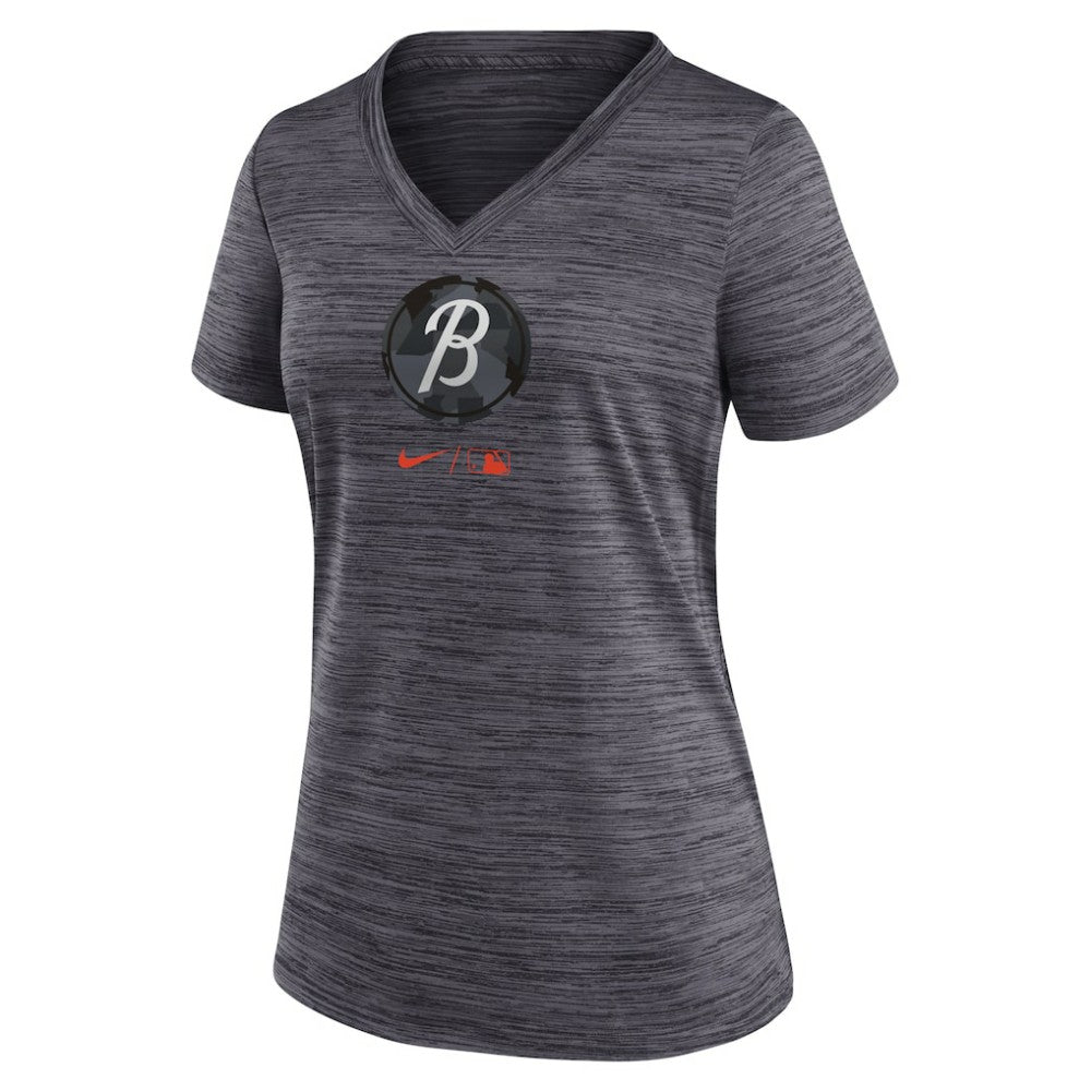 Baltimore Orioles Nike Women's City Connect Velocity Practice Performance V-Neck T-Shirt - Black - Nike Discount
