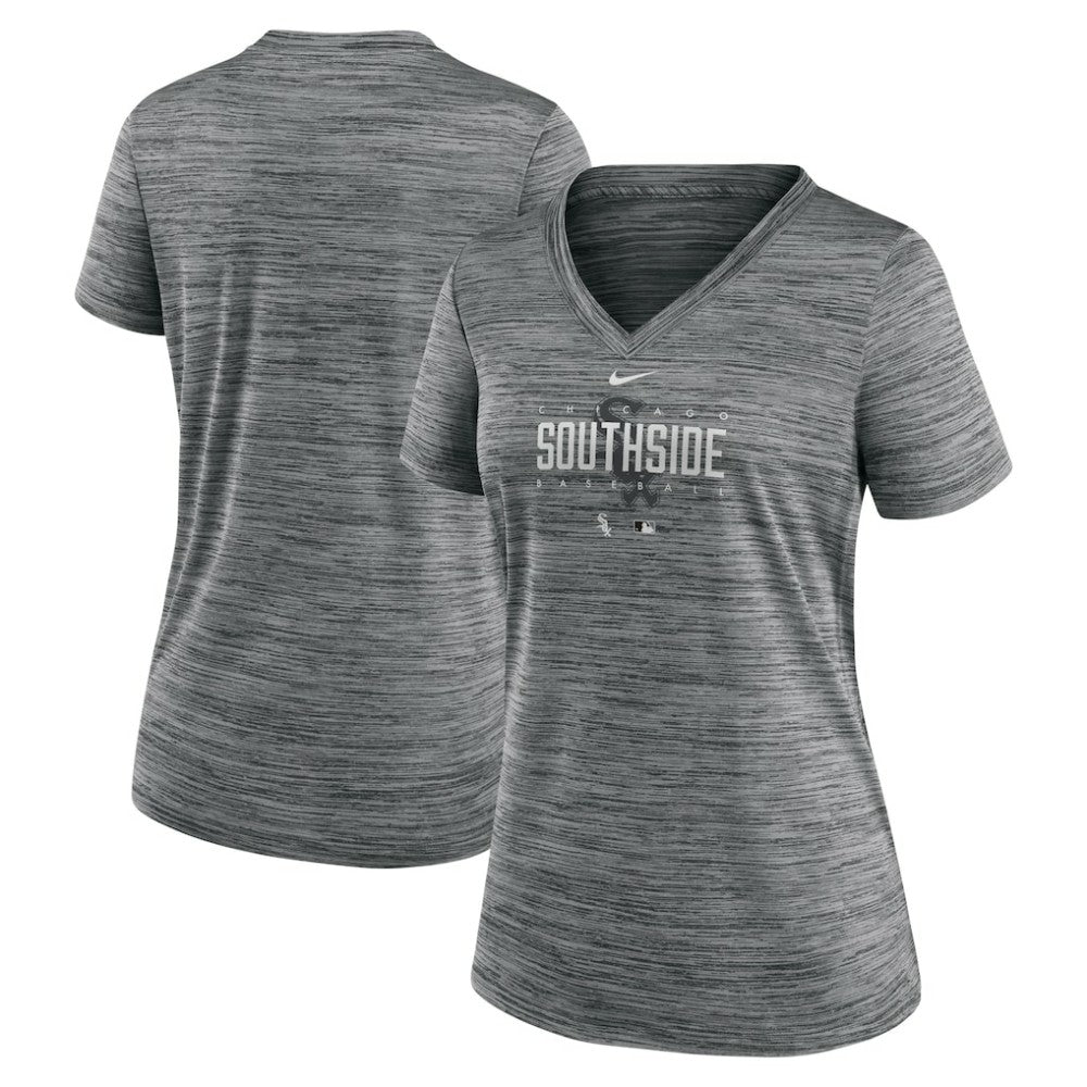 Chicago White Sox Nike Women's City Connect Velocity Practice Performance V-Neck T-Shirt - Gray - Nike on Sale