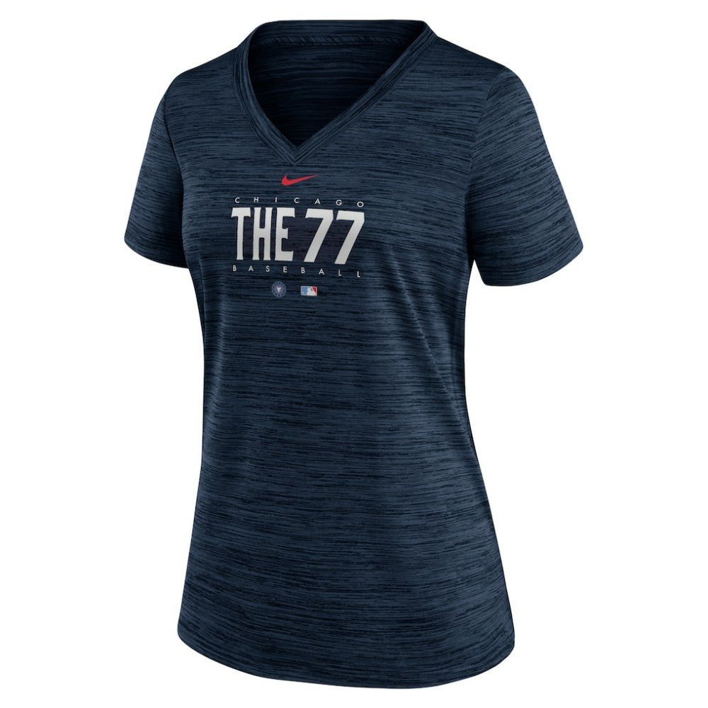 Chicago Cubs Nike Women's City Connect Velocity Practice Performance V-Neck T-Shirt - Navy - Nike on Sale