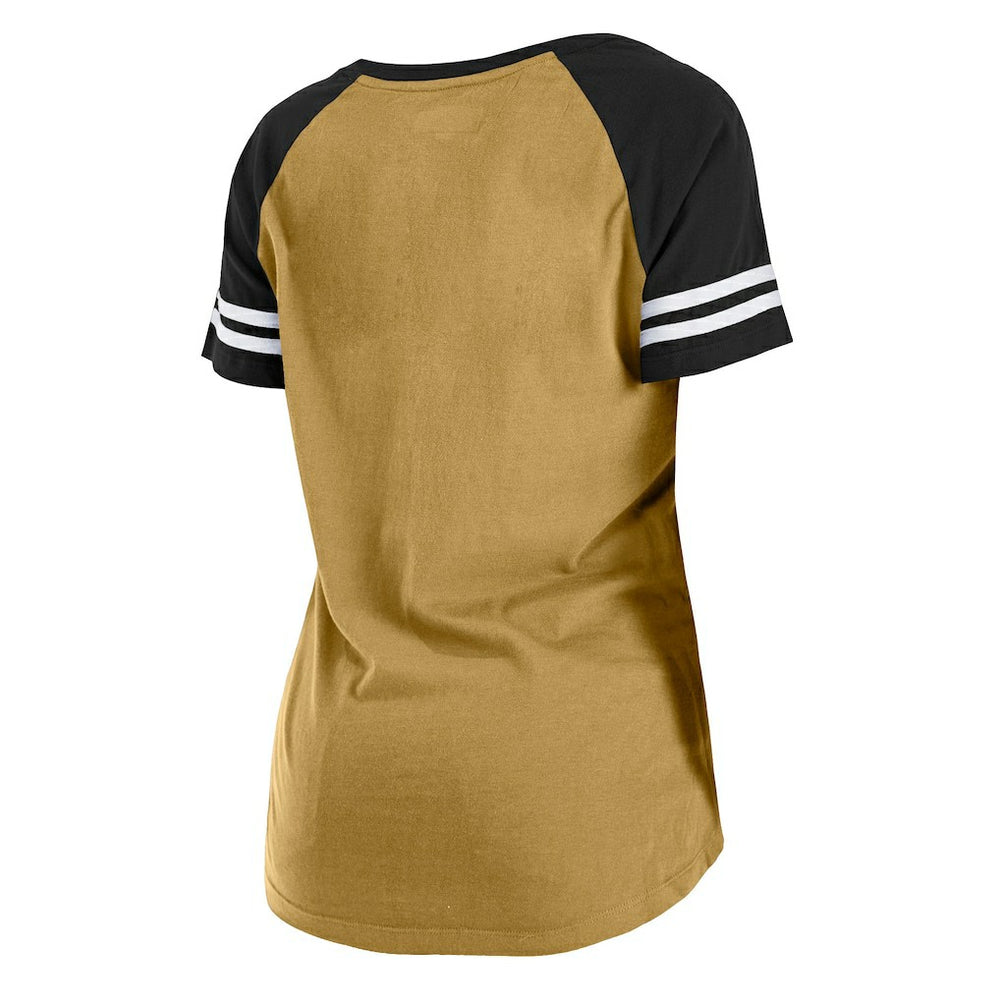 New Orleans Saints New Era Women's Legacy Lace-Up Raglan T-Shirt Gold/Black