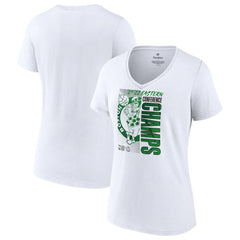 Boston Celtics Women's 2022 Eastern Conference Champions Plus Size Locker Room V-Neck T-Shirt White | Fanatics US