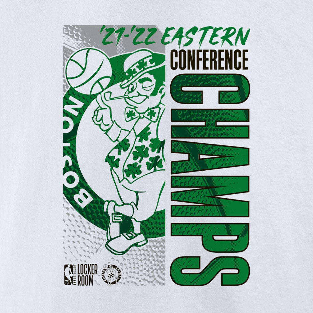 Boston Celtics Women's 2022 Eastern Conference Champions Plus Size Locker Room V-Neck T-Shirt White | Fanatics US