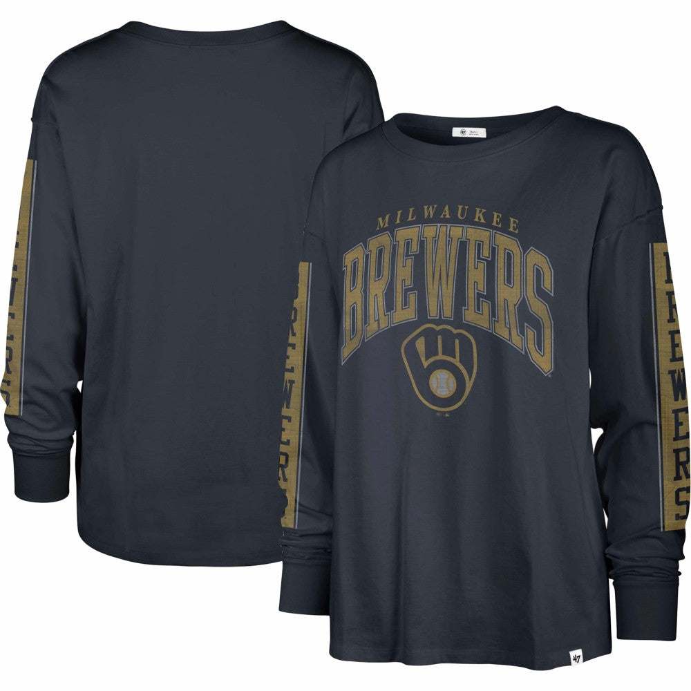 Milwaukee Brewers '47 Women's Statement Long Sleeve T-Shirt - Navy - 47 brand Online