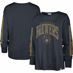 Milwaukee Brewers '47 Women's Statement Long Sleeve T-Shirt - Navy - 47 brand Online