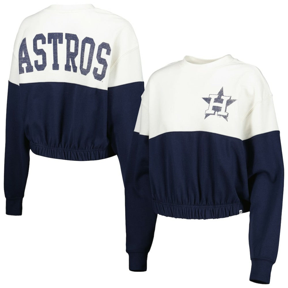 Houston Astros '47 Women's Take Two Bonita Pullover Sweatshirt - White/Navy - 47 brand Discount