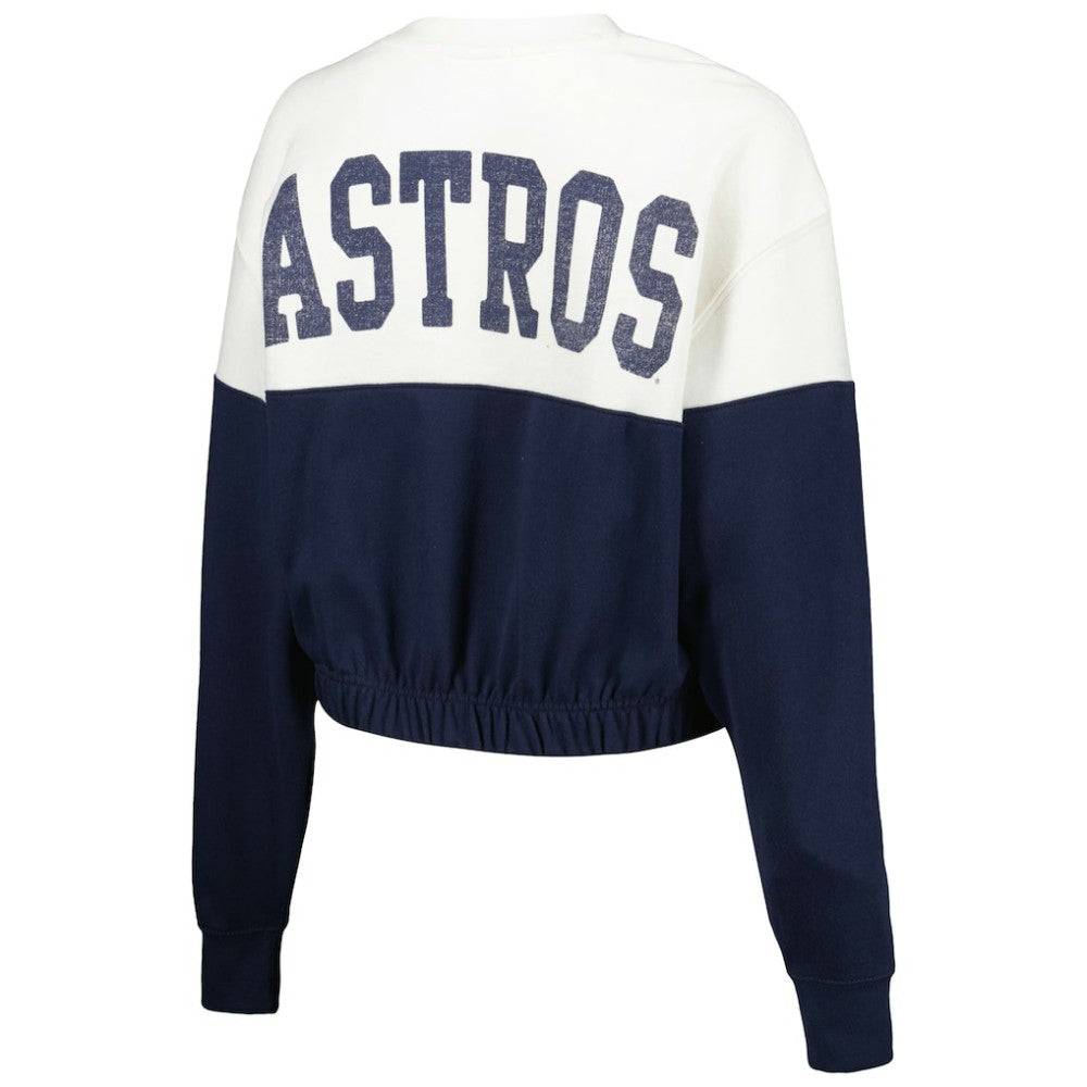 Houston Astros '47 Women's Take Two Bonita Pullover Sweatshirt - White/Navy - 47 brand Discount