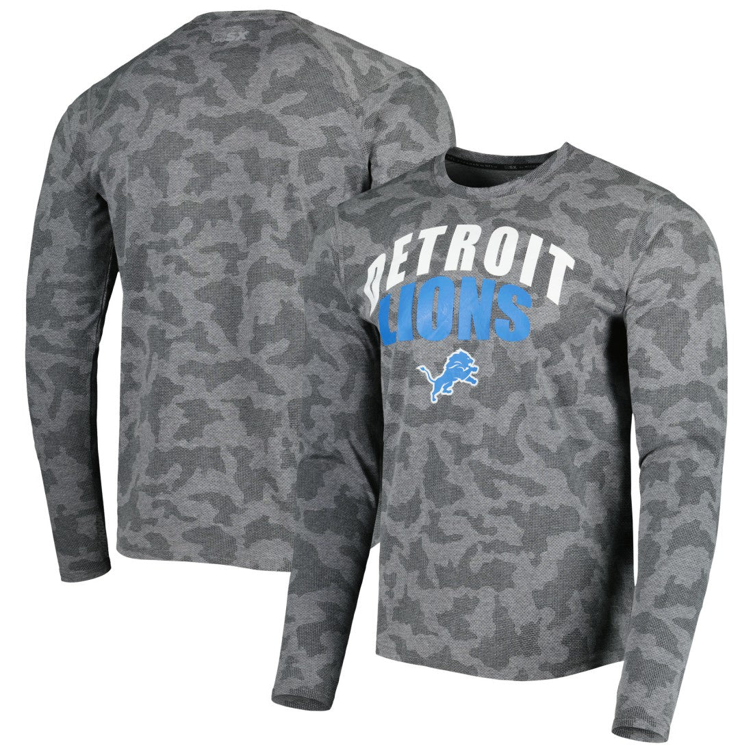 Detroit Lions MSX by Michael Strahan Performance Camo Long Sleeve T-Shirt Black