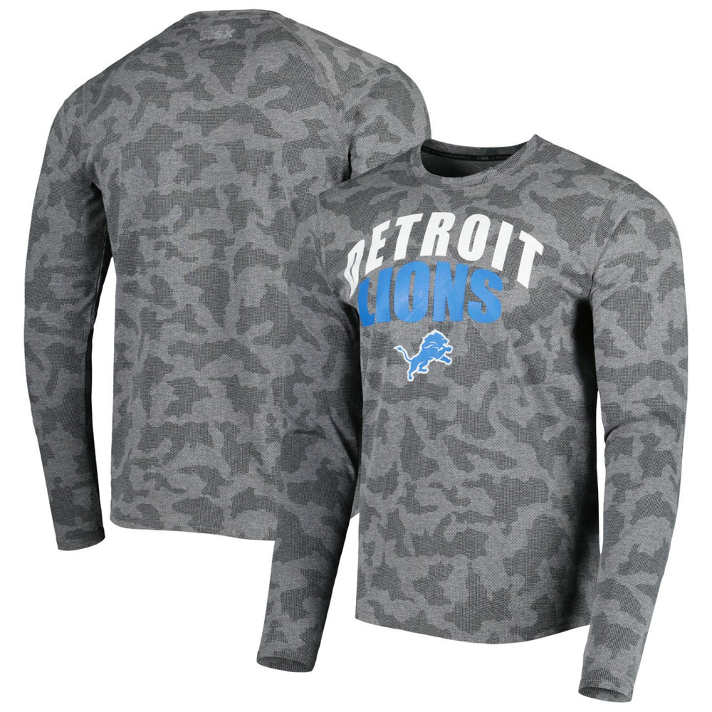 Detroit Lions MSX by Michael Strahan Performance Camo Long Sleeve T-Shirt Black