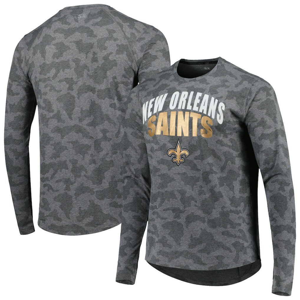 New Orleans Saints MSX by Michael Strahan Performance Camo Long Sleeve T-Shirt Gray