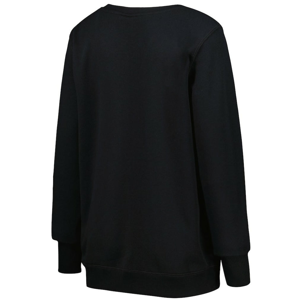 Los Angeles Rams Cuce Women's Sequin Logo V-Neck Pullover Sweatshirt Black
