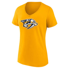 Nashville Predators Fanatics Women's Primary Logo Team V-Neck T-Shirt - Gold - NHL 4895282
