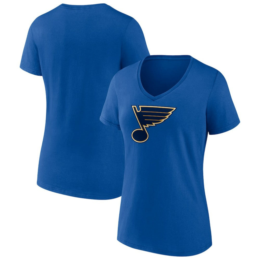 St. Louis Blues Fanatics Women's Primary Logo Team V-Neck T-Shirt - Royal - NHL 4895302