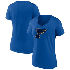 St. Louis Blues Fanatics Women's Primary Logo Team V-Neck T-Shirt - Royal - NHL 4895302