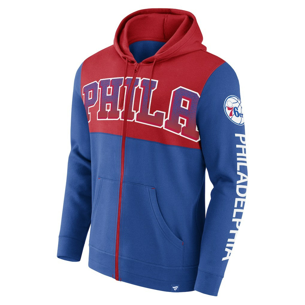 Philadelphia 76ers Skyhook Colorblock Full-Zip Hoodie Royal/Red | Fanatics US