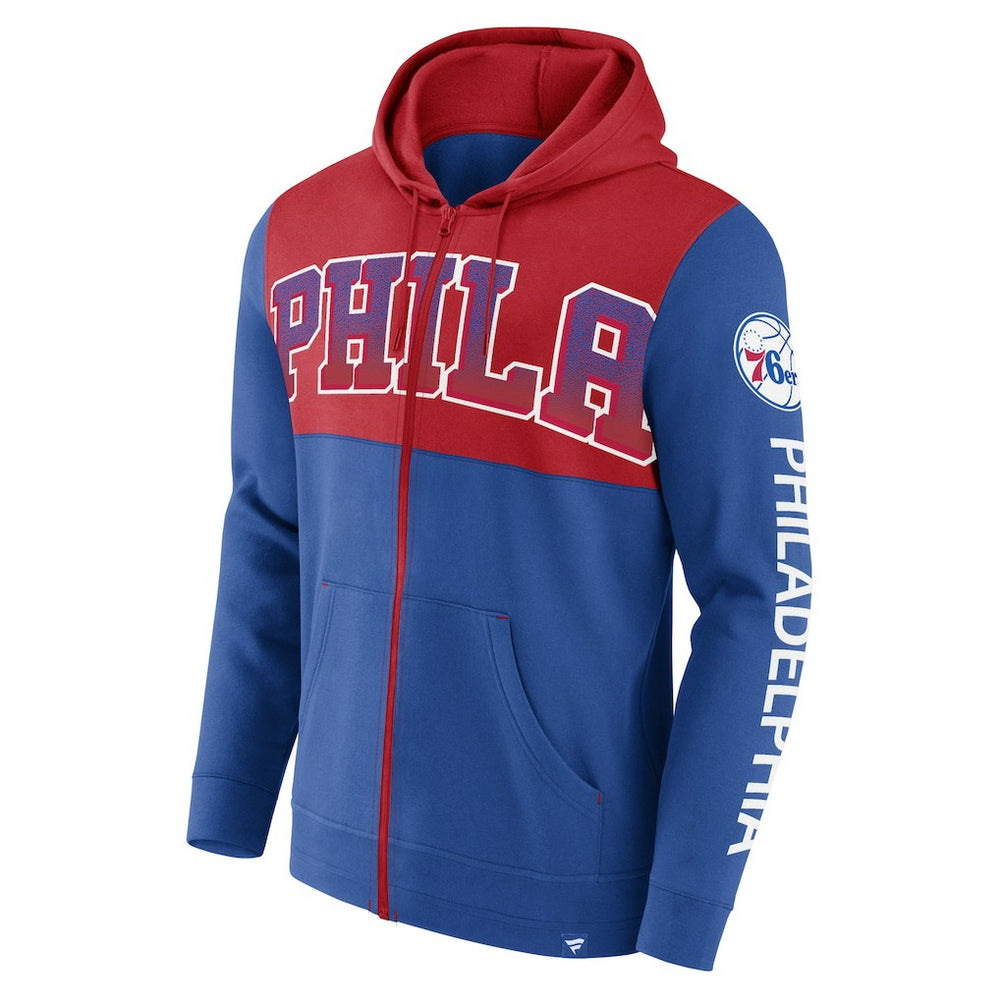 Philadelphia 76ers Skyhook Colorblock Full-Zip Hoodie Royal/Red | Fanatics US