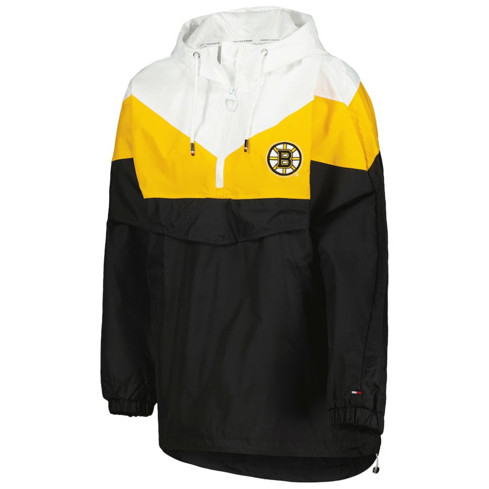 Boston Bruins Tommy Hilfiger Women's Staci Half-Zip Windbreaker Jacket - Black/Gold - NHL 4897620