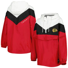 Chicago Blackhawks Tommy Hilfiger Women's Staci Half-Zip Windbreaker Jacket - Black/Red - NHL 4897621