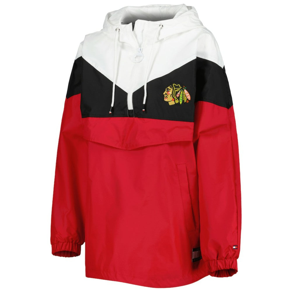 Chicago Blackhawks Tommy Hilfiger Women's Staci Half-Zip Windbreaker Jacket - Black/Red - NHL 4897621