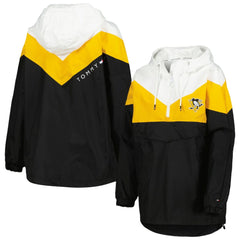 Pittsburgh Penguins Tommy Hilfiger Women's Staci Half-Zip Windbreaker Jacket - Black/Gold - NHL 4897625