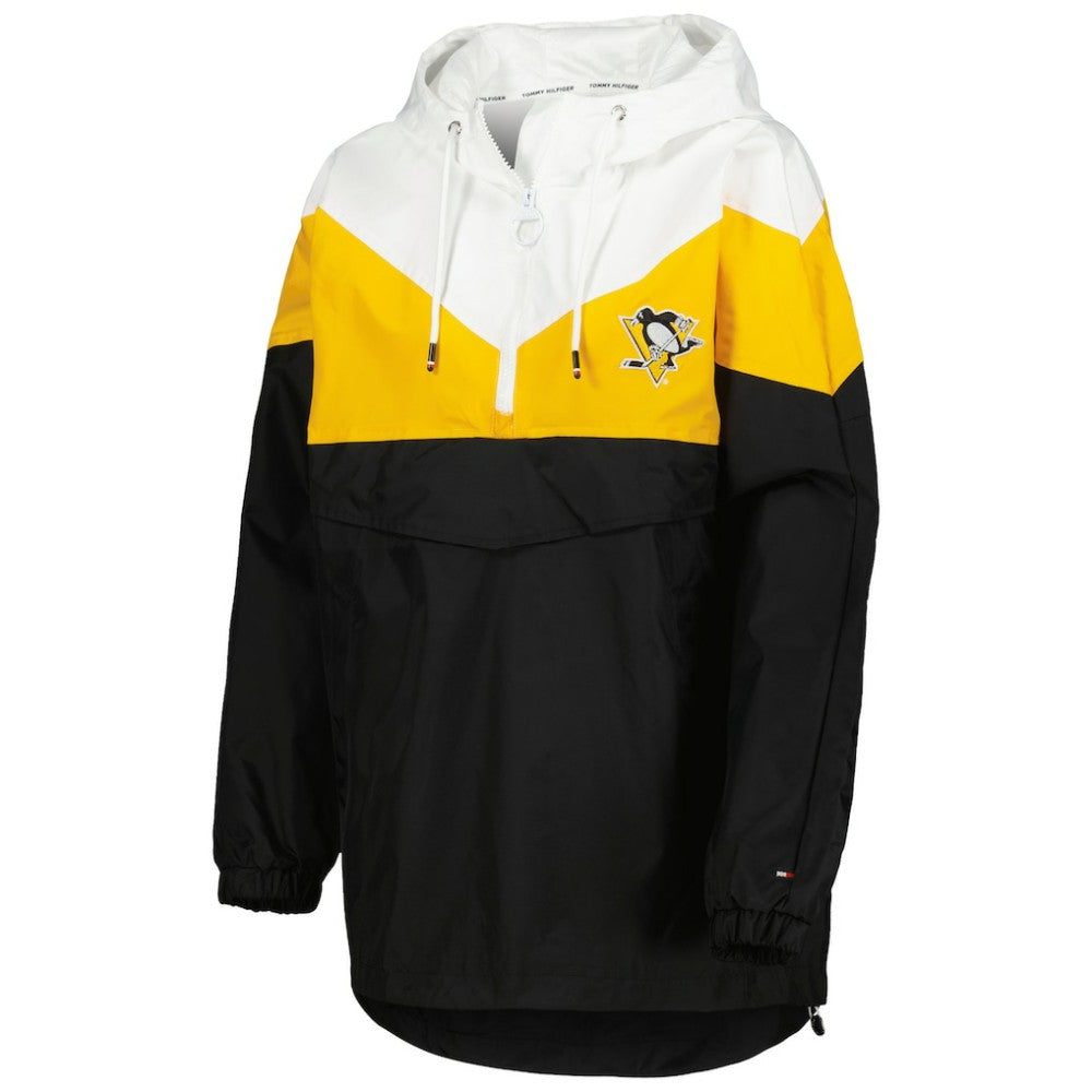 Pittsburgh Penguins Tommy Hilfiger Women's Staci Half-Zip Windbreaker Jacket - Black/Gold - NHL 4897625
