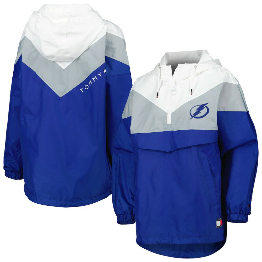 Tampa Bay Lightning Tommy Hilfiger Women's Staci Half-Zip Windbreaker Jacket - Blue/Silver - NHL 4897629