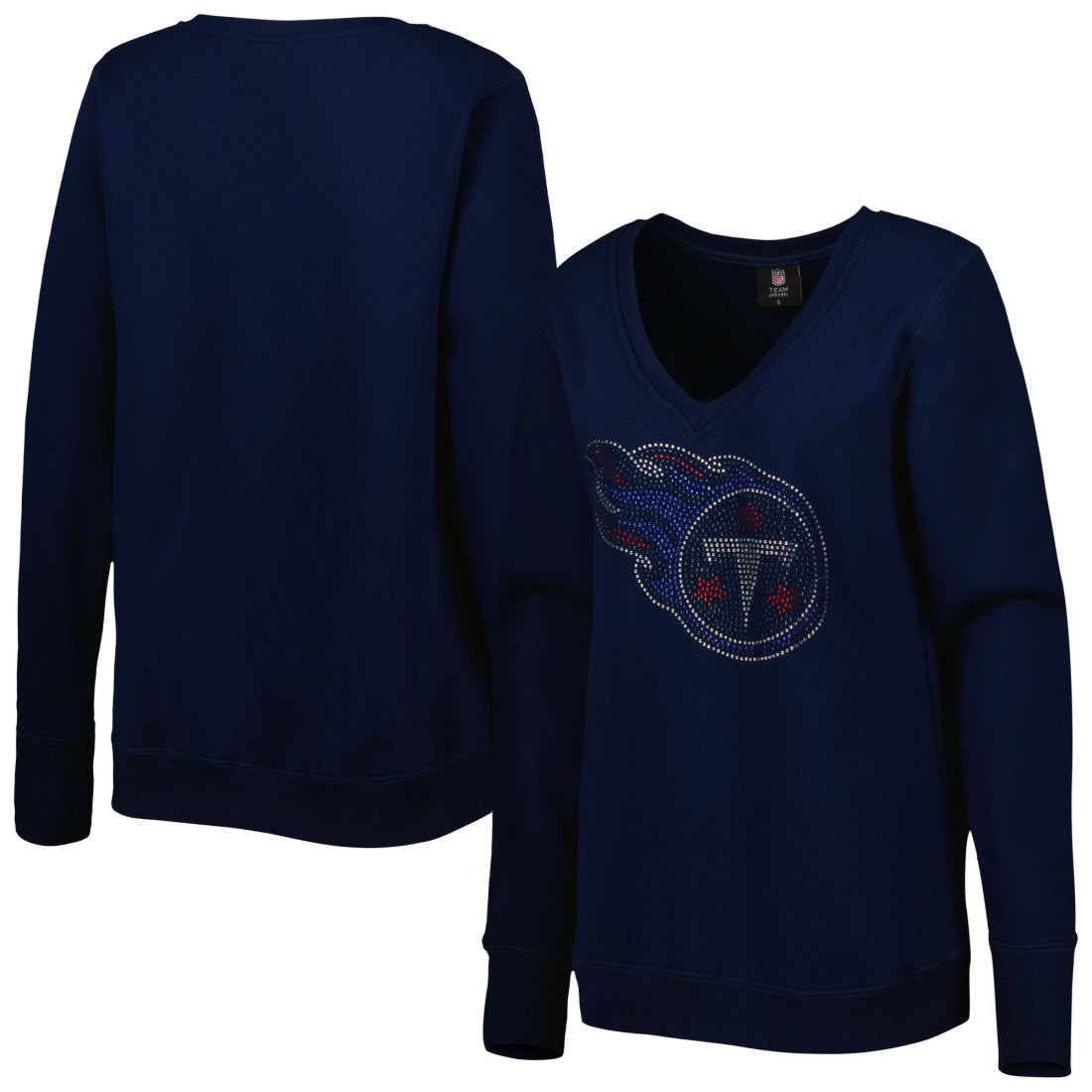 Tennessee Titans Cuce Women's Deep V-Neck Pullover Sweatshirt Navy