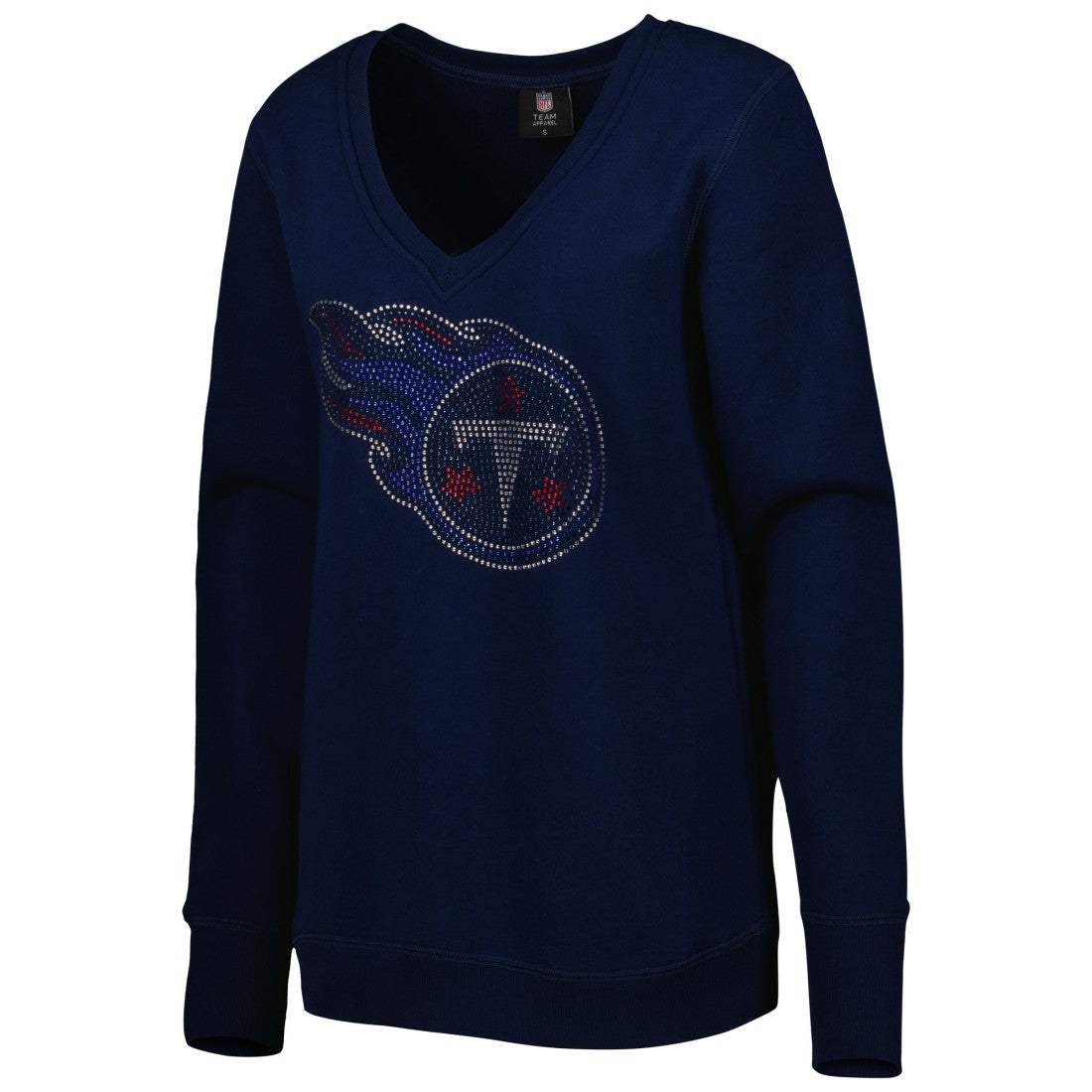 Tennessee Titans Cuce Women's Deep V-Neck Pullover Sweatshirt Navy
