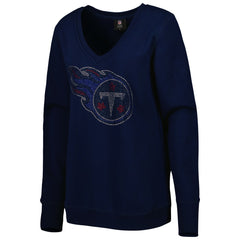 Tennessee Titans Cuce Women's Deep V-Neck Pullover Sweatshirt Navy