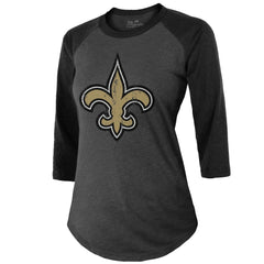 Tyrann Mathieu New Orleans Saints Majestic Threads Women's Name & Number Raglan 3/4 Sleeve T-Shirt Black