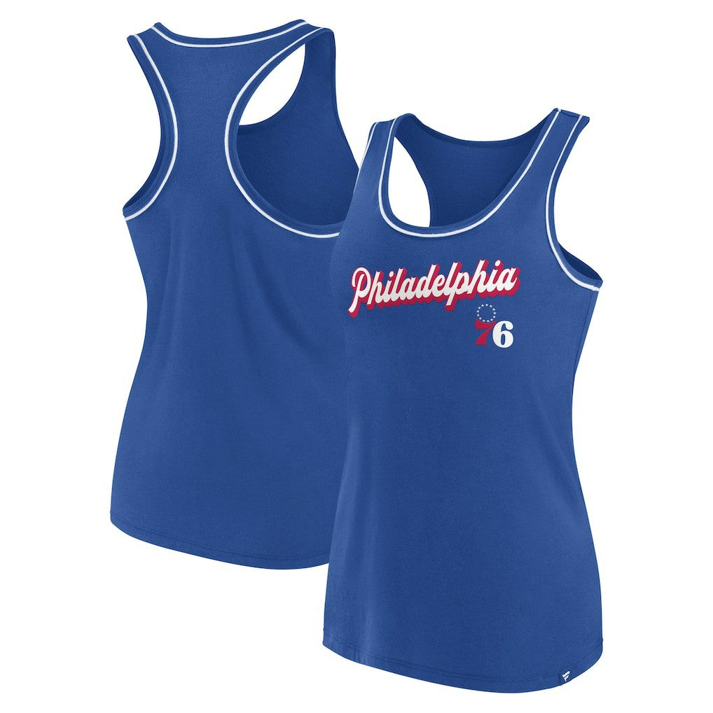 Philadelphia 76ers Women's Wordmark Logo Racerback Tank Top Royal | Fanatics US
