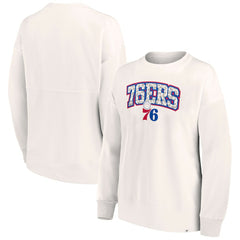 Philadelphia 76ers Women's Tonal Leopard Pullover Sweatshirt White | Fanatics