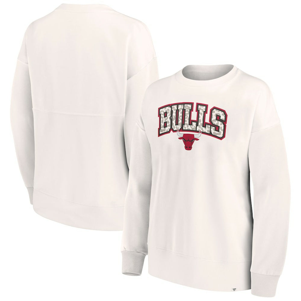 Chicago Bulls Women's Tonal Leopard Pullover Sweatshirt White | Fanatics US