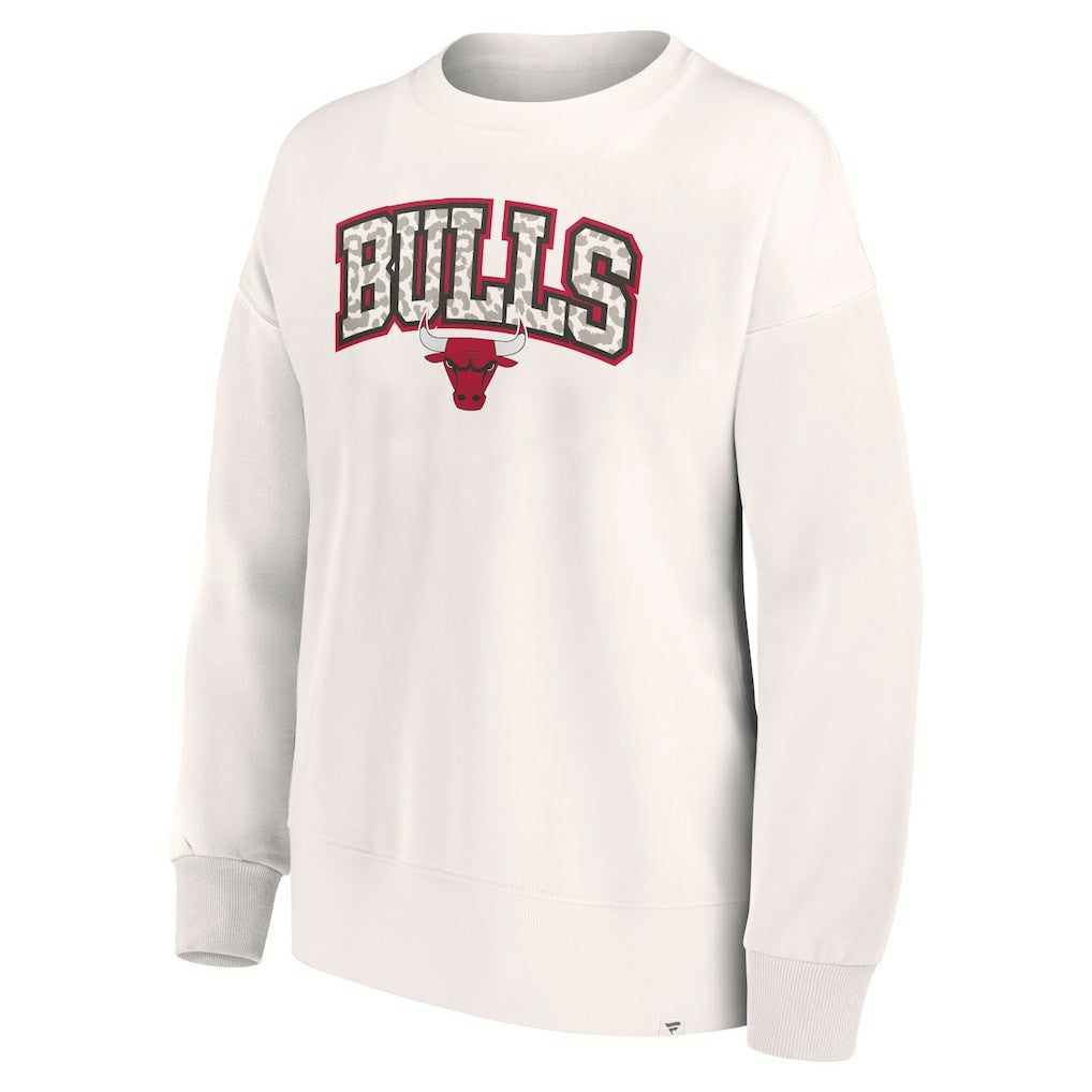 Chicago Bulls Women's Tonal Leopard Pullover Sweatshirt White | Fanatics US