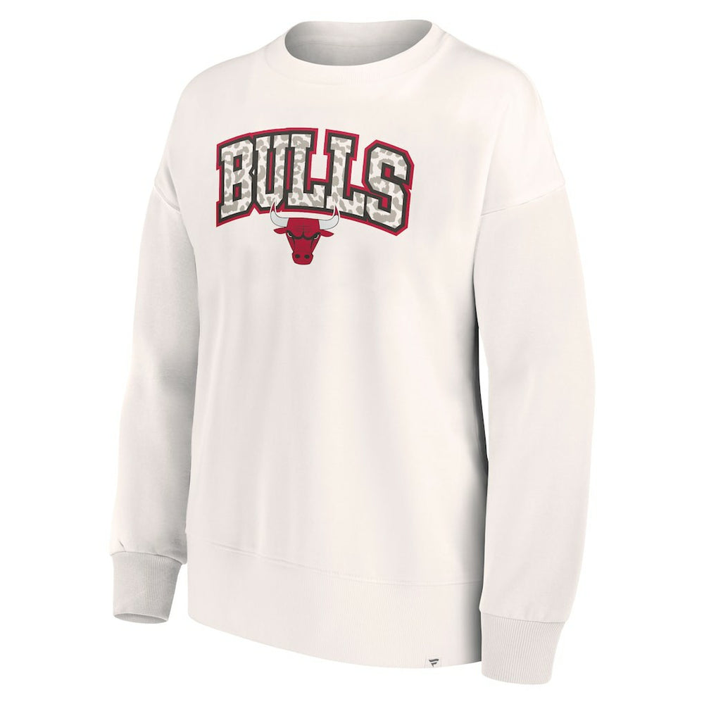 Chicago Bulls Women's Tonal Leopard Pullover Sweatshirt White | Fanatics US